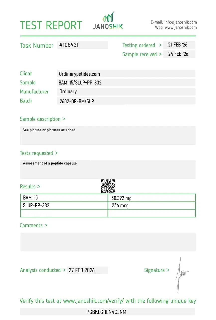BAM-15 SLU-PP-332 Certificate of Analysis test report